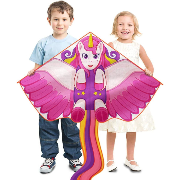 Unicorn drage, drager til børn Voksne nemme at flyve, kæmpe stranddrage til piger Drenge Have Park Flyvende legetøj Børn Udendørs aktiviteter Spil