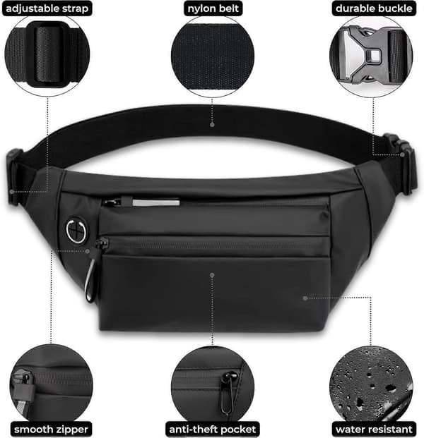 Plus Size Bæltetaske med Ekstra Lang Rem 168 cm til Mænd Crossbody Taske[NX]