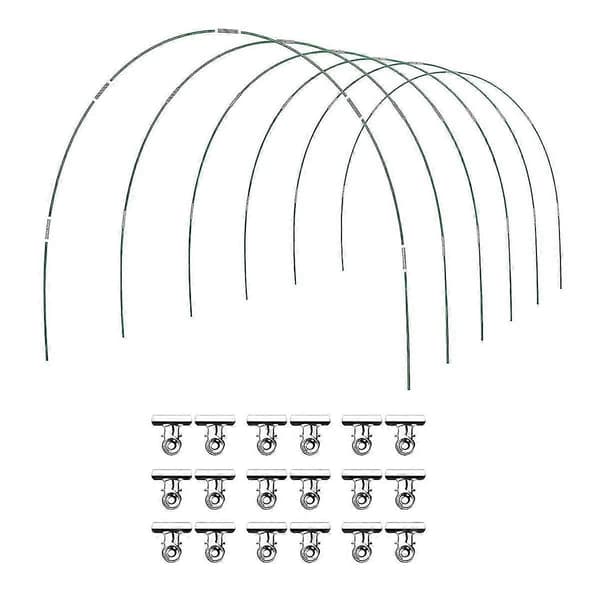 36 stk. drivhusbuer, havetunnel, 6 sæt á 2,6 m havebuer, sæt, hævede bede i rustfrit stål, glasfiber