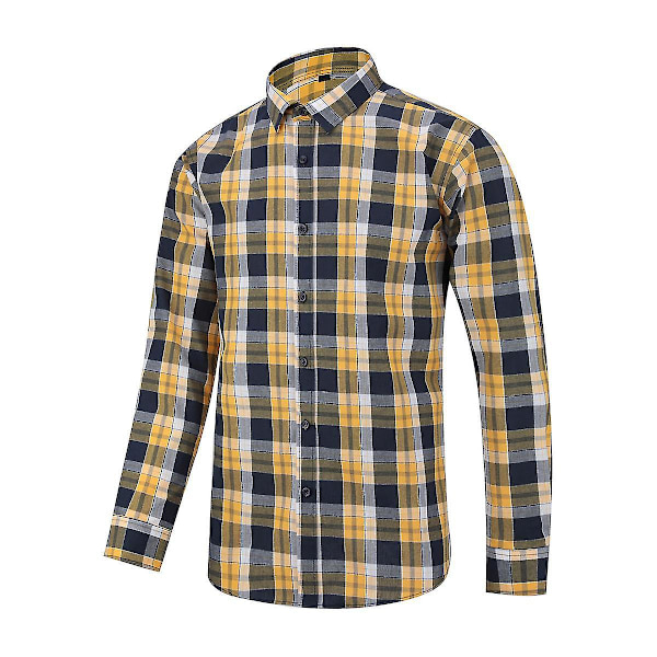 Miesten pitkähihainen ruudullinen paita 2XL Keltainen Navy Valkoinen