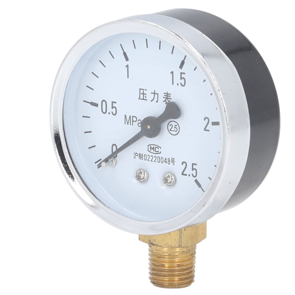 Trykmåler 1/4 NPT Transparent Dial Nøjagtighedsniveau 2,5 Trykmåler med rustfrit stålhus til lufttryk 0 til 2,5Mpa