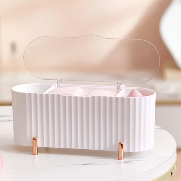 Kosmetisk förvaringslåda Transparent lock Dammtät skiljevägg förvaring PP PS flexibla avdelare Hudvård Organizer Vit