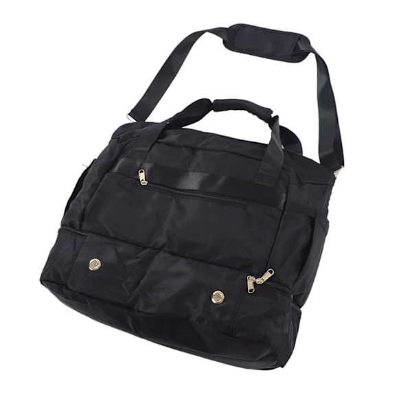 Weekendbag for Kvinner Polyester Topphåndtak Stor Skulderhåndveske med USB-Ladingspورت for Sport Trening Yoga Reise Svart