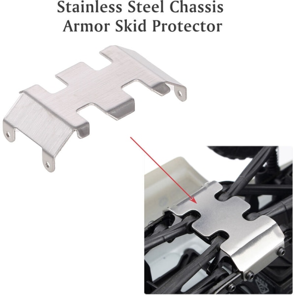 Erstatning for Axial SCX24 90081 RC Car Chassis i rustfritt stål Armor Guard Skid Plate Protector, modell: Sølv