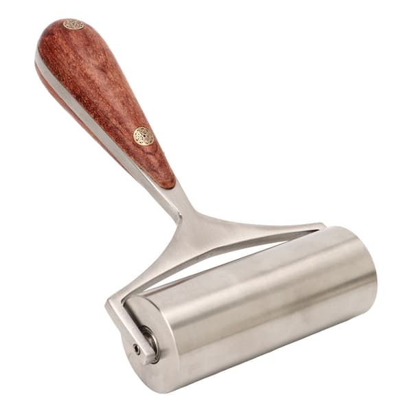 【NX】Læderulle i rustfrit stål med træhåndtag til DIY læderhåndværk