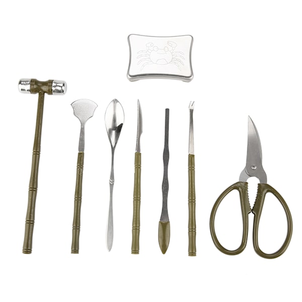 8st Hummer Crab Cracker Verktyg Rostfritt stål Seafood Claw Tool Set Gåva