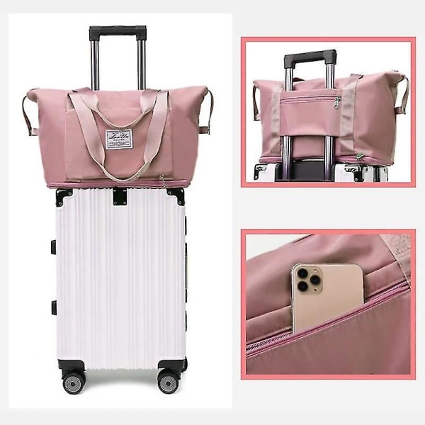 Nye sammenfoldelige rejsetasker med stor kapacitet Vandtæt mulehåndtaske Rejsetasker Multifunktionelle rejsetasker til kvinder MISTY BLUE
