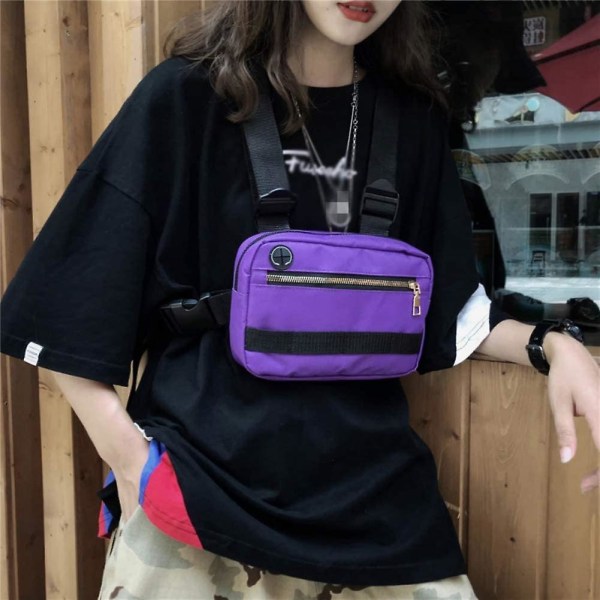 Miesten Naisten Rintalaukku Hip Hop Streetwear -vyötärölaukku Säädettävät rintalaukut Fanny Pack purple