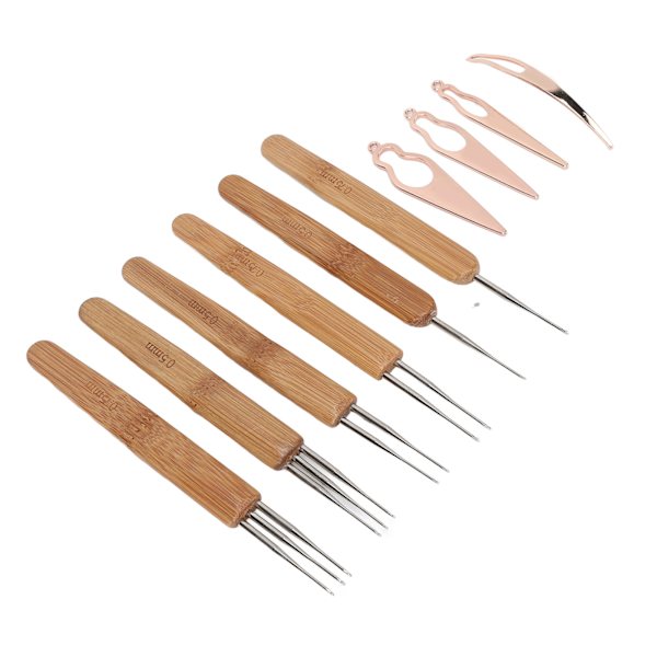 10 st Dreadlocks Verktygsset Legering Bambu Virknål Dreadlocks Nålar Kit för hårstyling Rose Gold