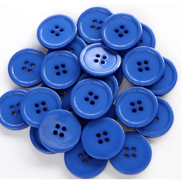 100 gør-det-selv-knapper Engros-knapper Farverige slikfarvede børneknapper med fire øjne fin kant (kongeblå)
