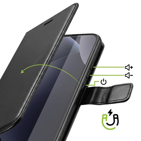 【NX】Pung etui kompatibel med Redmi Note 15 Pro Plus 5G med håndledsrem og standfunktion Mayaxess Sort Svart