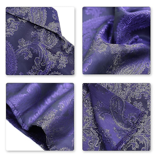 Cashew Flower Broderad Kavajshirt för Män - Långärmad (Lila, M)