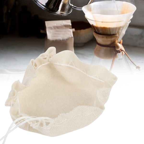 10 stk. fødevaregodkendt nylonhævert klud kaffefilter rund stof filter til kaffedrypper