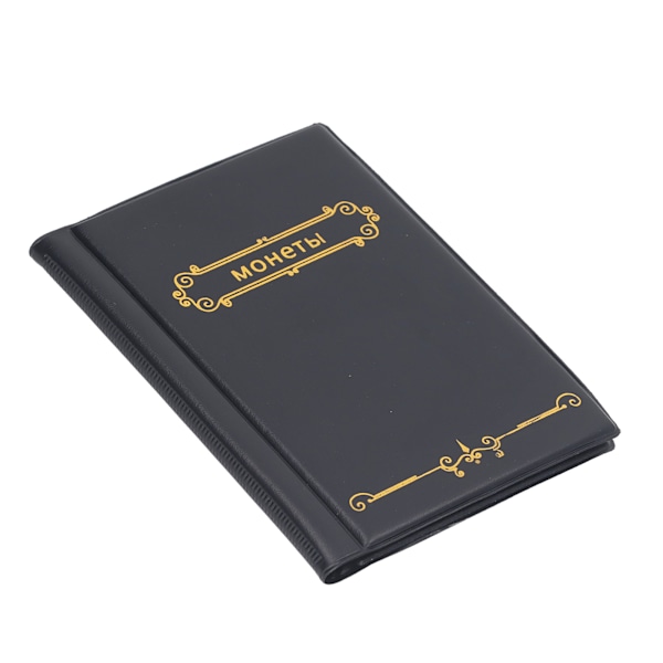 Myntsamlingsalbum PVC Slitstark Lätt Bärbar Mynthållare Bok för Samlare Svart