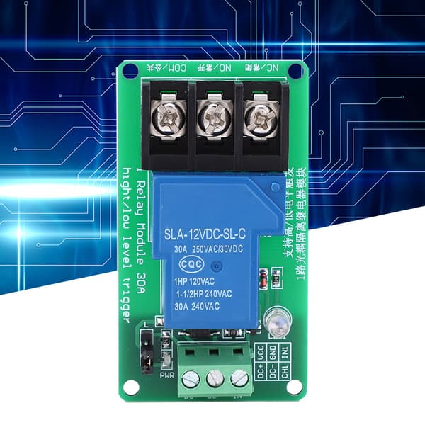 Relämodul 1 Kanal med Optokopplarisolering Stöd Hög- och Lågnivå Trigger Switch 30A12V