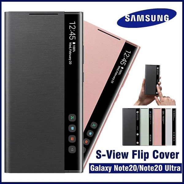 Applicera på Samsung Mirror Smart View Vändfritt svarsfodral för Galaxy Note 20 / Note20 Ultra 5g Phone Led Cover S-view