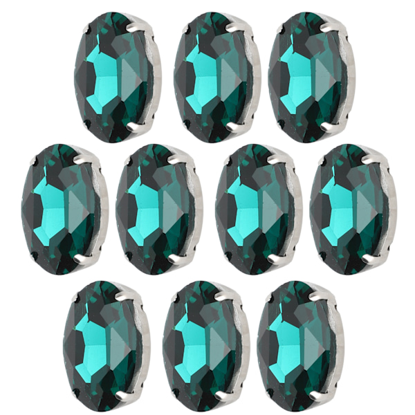 10 stk. Sy På Rhinestones Krystaller Skinnende Knapper Dekoration til DIY Håndværk Tøj Sko Tasker 1,8 x 2,5 cm Grøn Oval