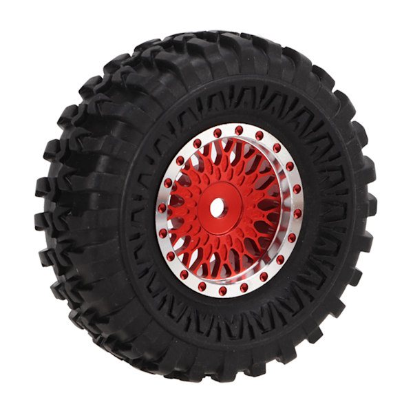 4 kpl RC-ajoneuvon mikropyöräsetti, verkopyörät, vanteet, renkaat, 55 mm, Axial SCX24 AXI90081 AXI00001 AXI00002 1/24 RC-autolle, punainen