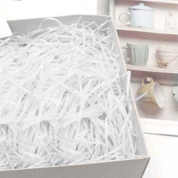 Papper Strimla Filler Utsökt Ljusa Färger Luktfri Raffia Filler Presentförpackning Fyllare för Presentkartong Dekoration Vit 100g