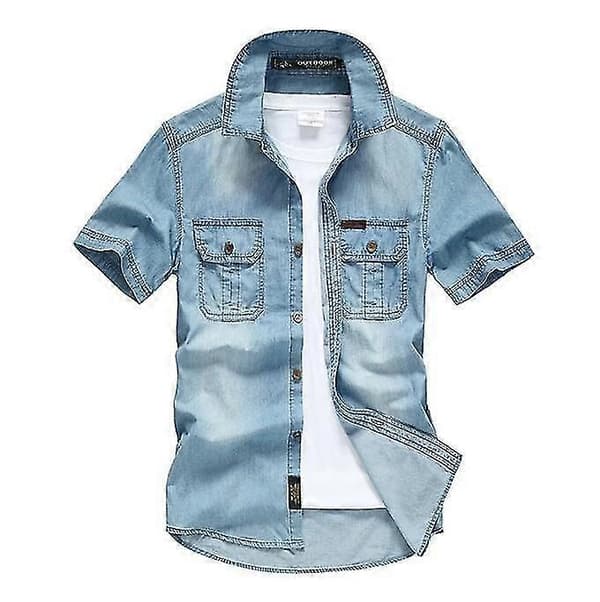 Herre kortermet denim arbeidsskjorte light blue 3XL