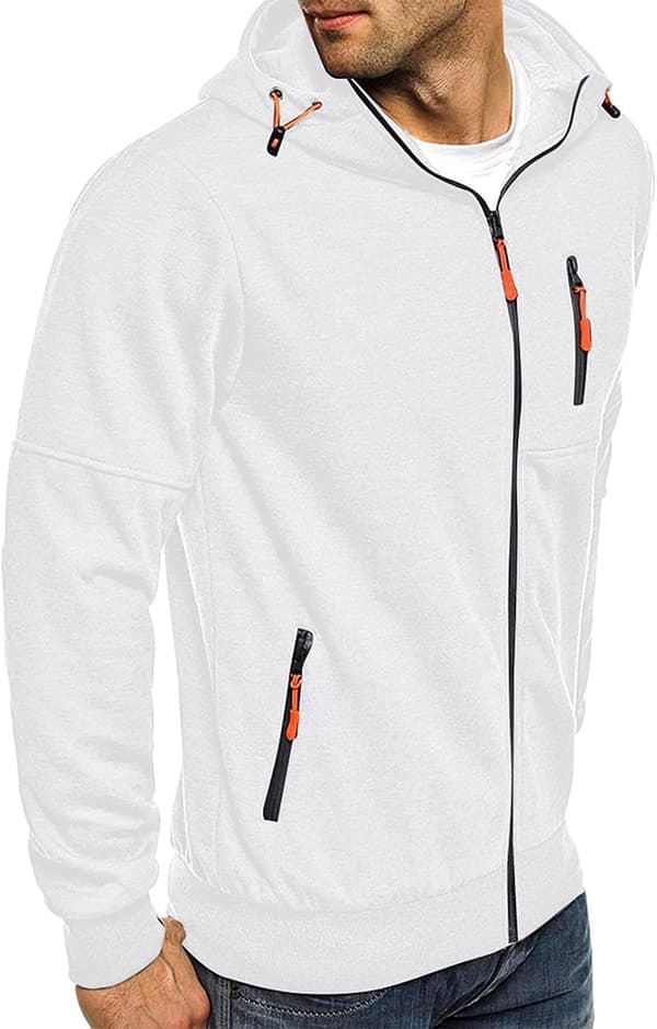 Luvtröja för män med dragkedja Lättviktsjackor 2 Vit 2 White 3XL