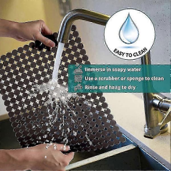 2-pack justerbar diskbänksskyddsmatta, snabb dränering för keramiska och rostfria diskhoar, gör-det-själv-till-passform-bra Solid Black