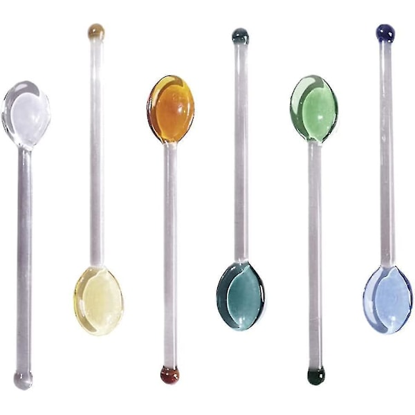 Mini glas espressoteasked set för kaffe och te omrörning (6 st)