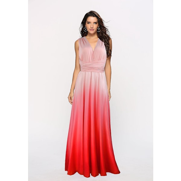 Cross-back Sexy Gradient Strappy Dress - Pink