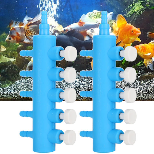 2 stk Akvarie Luftdeler Luftrør Fordeler Akvarium Oxygenpumpe Adapter Tilbehør 5-vejs