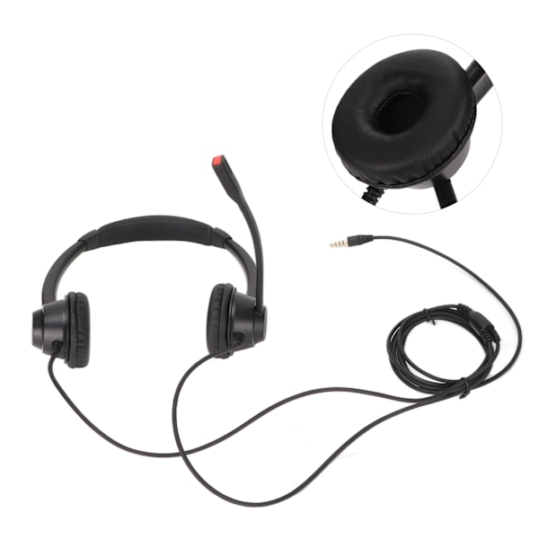 Binauralt 3,5 mm Business Headset Dobbeltsidigt Headset med HD-stereolyd til konference Call Center Online-kurser