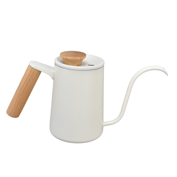 Handtag i rostfritt stål Droppkaffekanna Lång svanhalspip Droppvattenkokare Kaffe Tekanna Matt Vit600ml