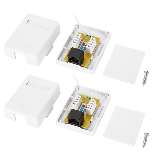 2 stk RJ45-8P8C CAT6 Single Port Nettverkskabling Overflatemontert Desktop Informasjonskoblingsboks