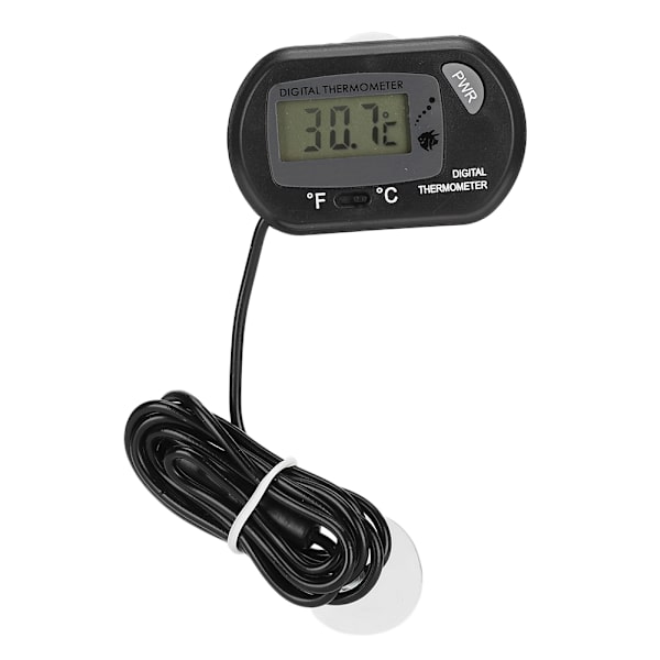 Digital LCD-sensor Akvarium Vattentermometer Styrenhet Kabelansluten Fish Tank Tillbehör svart
