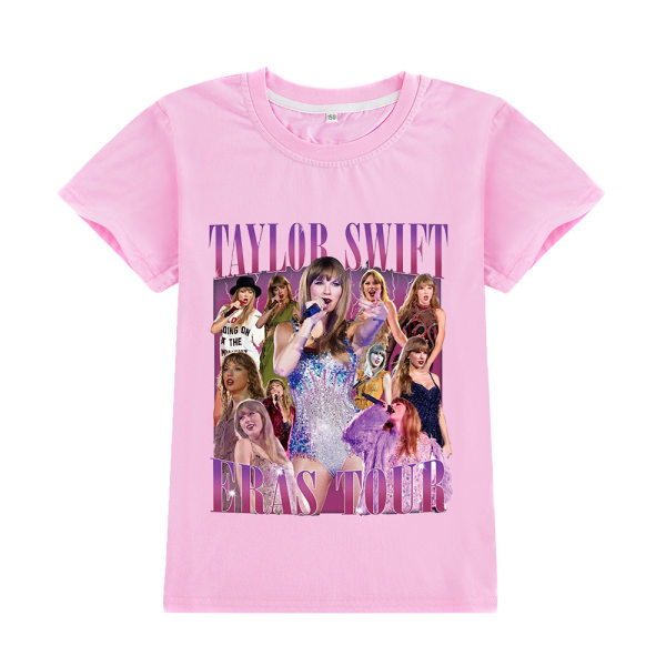 Barn Taylor Swift T-shirt Print Kortärmad T-shirt Toppar Swiftie Fans Konsertpresenter 110cm Pink 10#