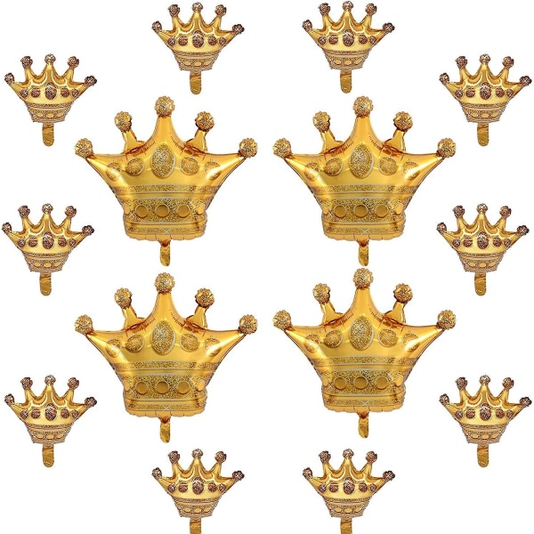 14 kpl kruunuilmapalloja Royal Baby Shower -koristeisiin - kultakruunuilmapallot syntymäpäivähääihin Prinsessa prinsessabileisiin joulujuhlien sisustus, alumiinia
