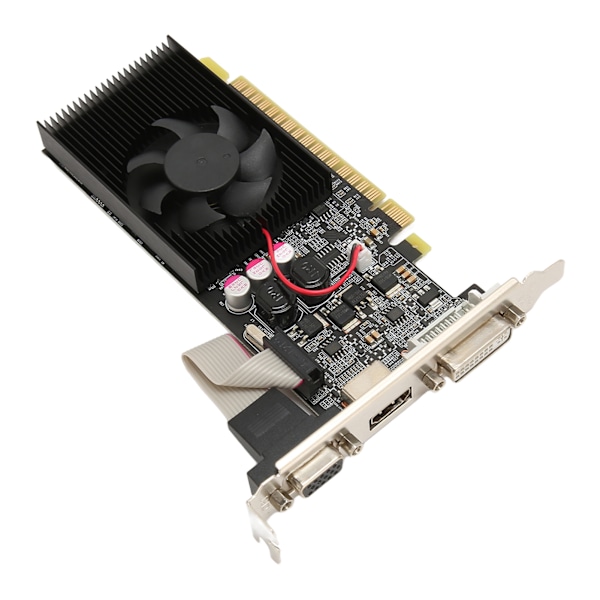 Diskret grafikkort 64bit 1GB PCI Express 2.0 X 16 DVI VGA HD Multimedia Interface Utgang Rask Kjøling for stasjonær PC
