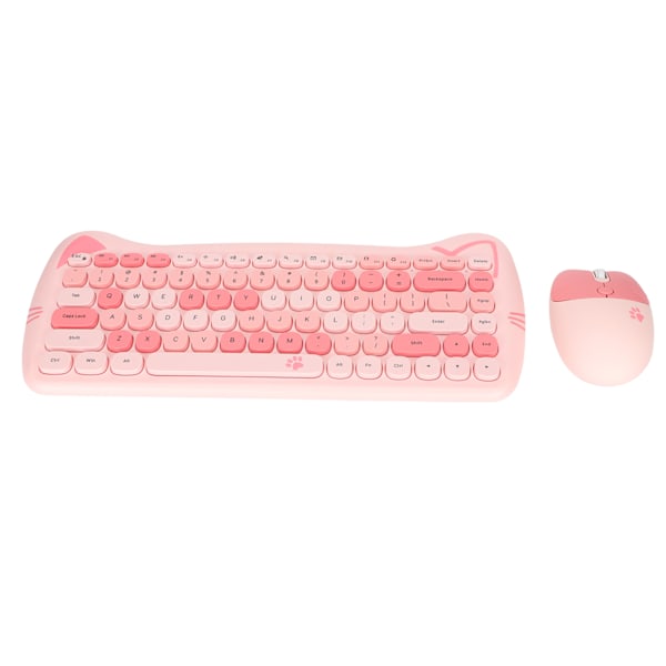 Cute Cat Shape 2.4G trådlöst tangentbord och mus Färger Low Power Technology Trådlöst tangentbord Mus Combo för spel Rosa Mix