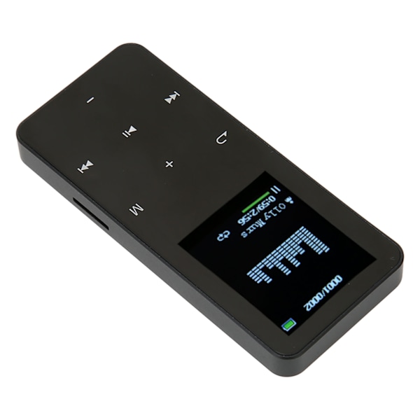 MP3-spiller 8G Bluetooth 4,2 1,8 tommers skjerm Støyreduksjon Tapsfri bærbar MP4-spiller med oversettelsesordbok Svart