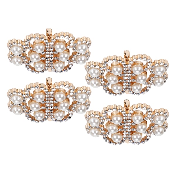 4 stk. Diamant Perle Dekorationer Mode Sko Klips Legering Smykker Ornamenter Håndværksartikler (Diamant Perle Symmetrisk)