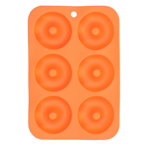 6-Ruds Silikon Donutform NonStick Rund Chokoladeform Rum Køkkenovnsbageredskaber (Orange)