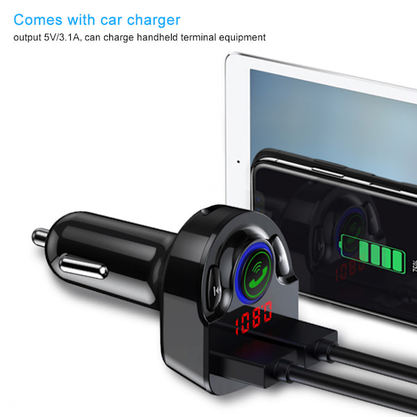 G32 12-24V Bluetooth FM Håndfri Hukommelseskort MP3-afspiller A2DP Biltilbehør Sort