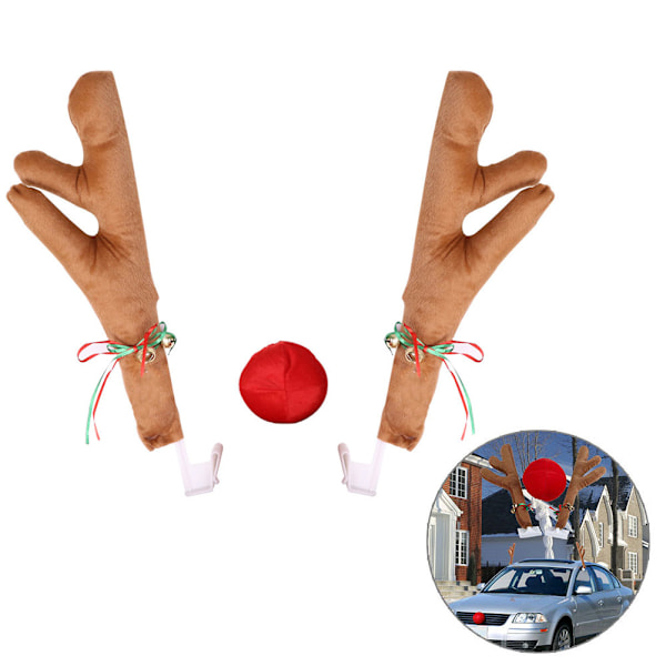 Auto Bil Reindeer Gevir og Næse Sæt til Bilvindue Tag og Forreste Grill Reindeer Julebil Kostume Auto Tilbehør
