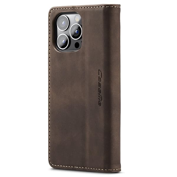 【NX】CASEME Plånboksfodral kompatibelt med iPhone 15 Pro Max - Kaffe Mörkbrun brown