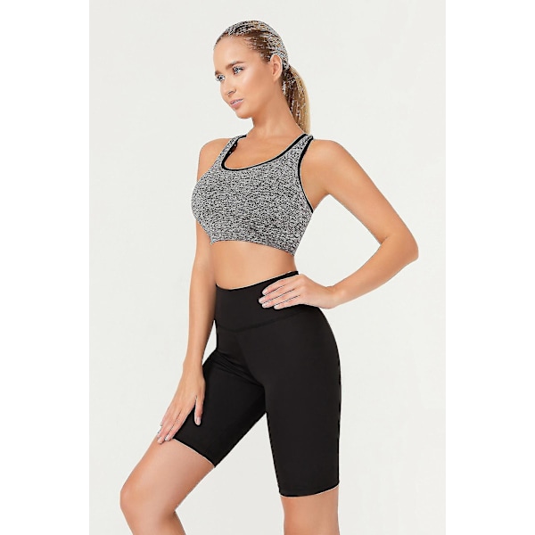 Blå XL Dame Sport Leggings med Talje Løfter Shorts