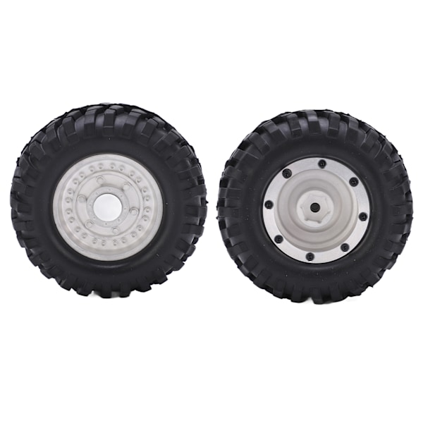 2 stk RC Hjulnavdekk Slitesterke Aluminiumslegeringshjul Gummidekk for CC01 MST D90 SCX10 1/10 RC Klatrebil Dekk Sølv