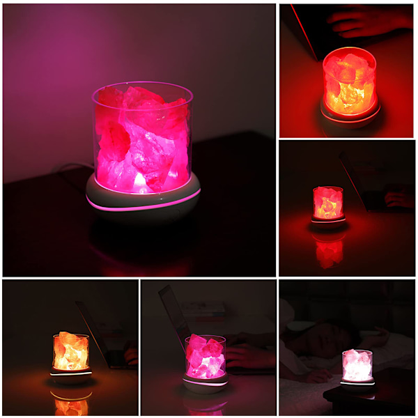 Saltkrystalllampe Nattelys USB Aromadiffuser Saltlampe Fargerik Saltkrystalllampe Duft Olje Diffuser for Kontor Yoga Soverom
