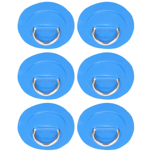 6 stk PVC D-ring lapper elastisk tausett rustfritt stål D-ring lapper bungee tausett Blå