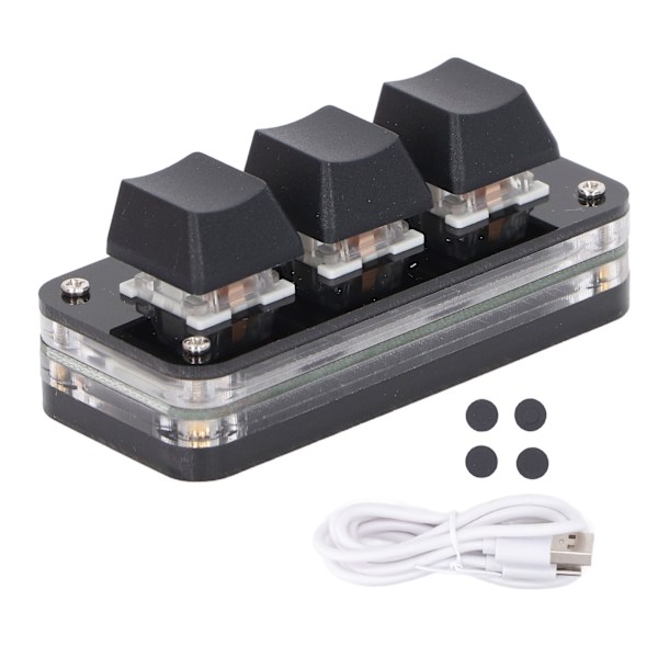 3-knapps minitangentbord Industriell USB-anpassad blå switch programmerbar spelknappsats med RGB-ljus