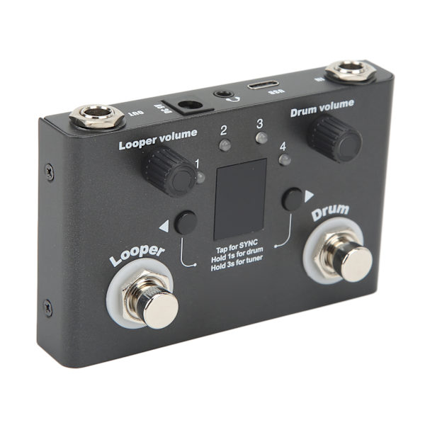 Drum Looper Pedal 4 Lagringsplats 11 minuter Inspelningstid Metal Phrase Loop Effektpedal med tuner