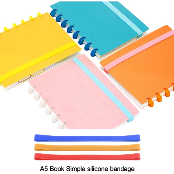 10 kpl A5 silikonikuminauhat silikageelihihnat 200 mm kirjasuunnittelija kuminauhat lounasrasia